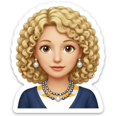 Femme frisée 50 ans  yeux marron blonde sticker