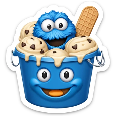 Bucket of cookie monster flavored ice cream sticker