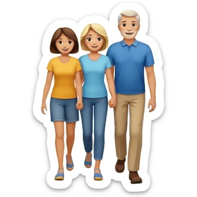 papa y mama caminando hacia el horizonte sticker