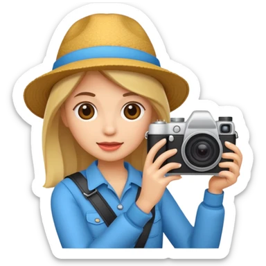 tourist woman holding camera sticker