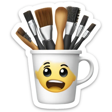 Realistic hair brushes in a white cup holder sticker
