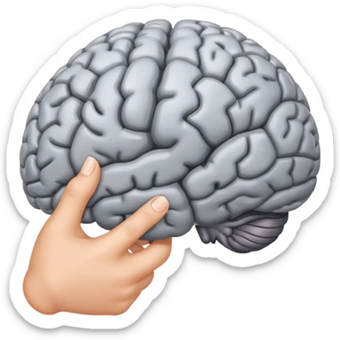 hand squeezing a brain sticker