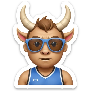 3D cartoon horned character portrait, wearing sunglasses, sports jersey, centered, clean background, no text, no watermark
 sticker