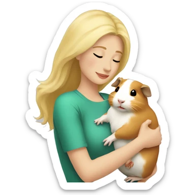 Blonde Woman hugging a guineapig sticker