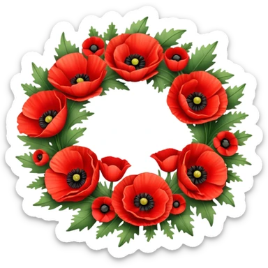 memorial wreath with poppies sticker