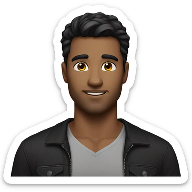 Handsome guy with dark hair and beauty mark and black shirt  sticker