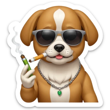 Dog with sunglasses smoking a joint sticker