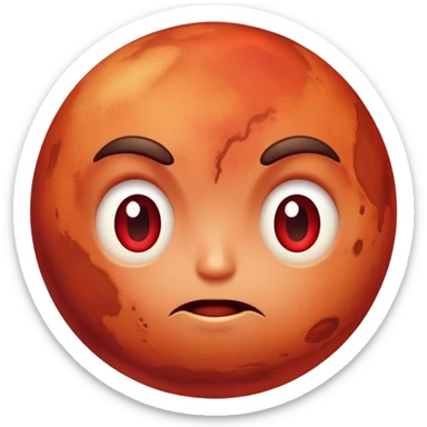Mars planet with red surface and a hot sweating face with flushed cheeks sticker