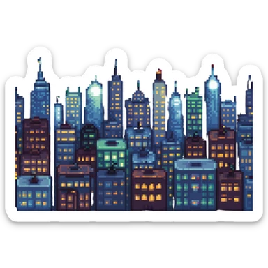 night cityscape with lights sticker