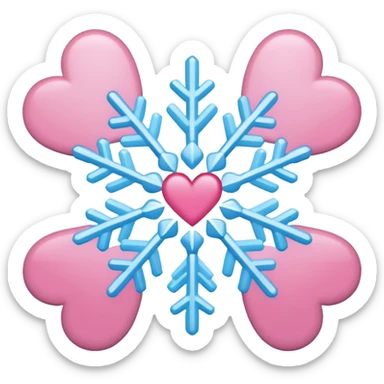 snowflake pink heart color white baby blue and pink sticker