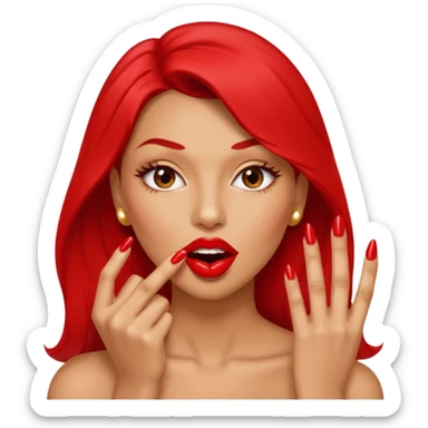 Big lips long nails bestie circle head biting her 1 nail sticker