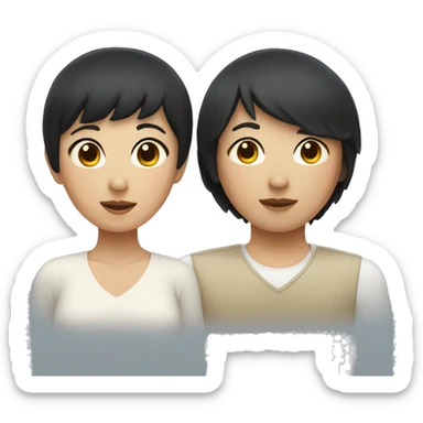asian woman with black short hair and bangs with the love of their life sticker