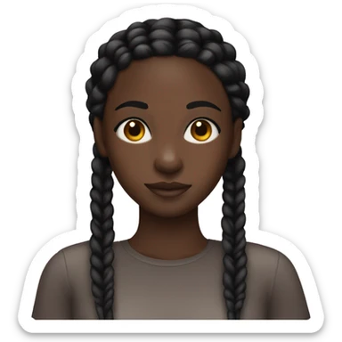 Darkskin girl with mascara and black braids  sticker