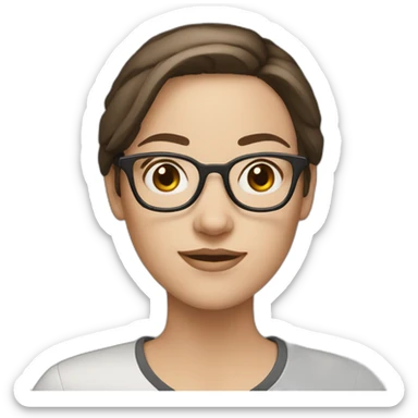 White girl with glasses straight brune mid-short hair sticker