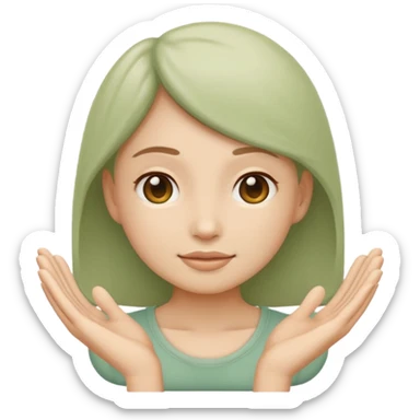 Minimal wellness emoji representing tighter skin and firmness,
subtle lifting effect, smooth contours, calm and natural,
no beauty or cosmetic symbols, soft sage green color palette sticker