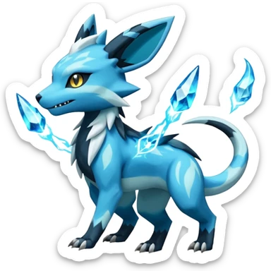 Glaceon-Salandit-Electrike-Zeraora-Fakémon-hybrid-creature (full body)  sticker