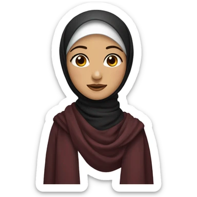 a girl wearing dark red scarf as hijabi with brown eyes and long eyelashes sticker
