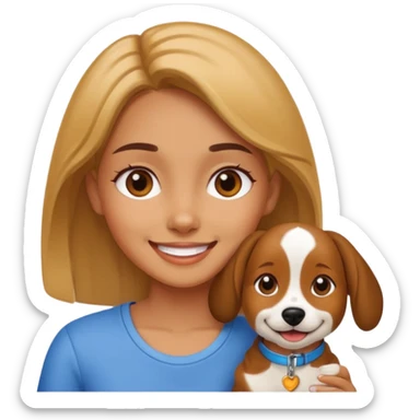 a girl with a dog  sticker