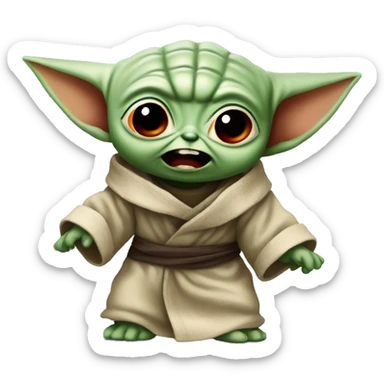 Baby Yoda screams in terrible anger. His whole face is red with rage. sticker