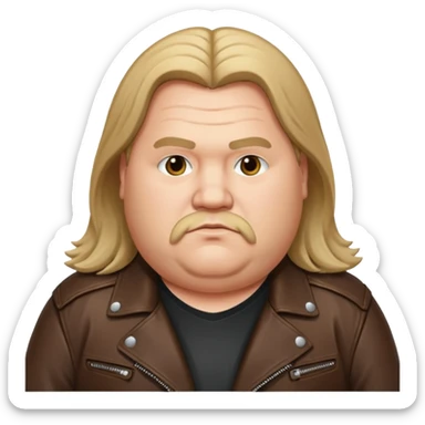 Long hair fat men in leather jacket sticker