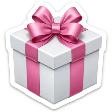 White present box with pink ribbon  sticker