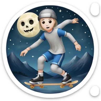  skater boi  ghost skating under a moon sticker