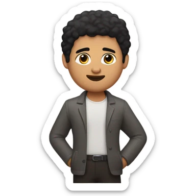  A guy with black hair and a donut for a body sticker