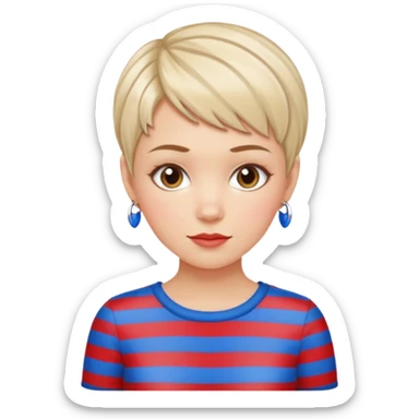 white girl pixie cut red and blue shirt sticker
