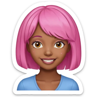 Black girl with pink wig sticker