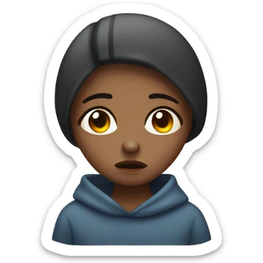 sick sad girl with fever sticker