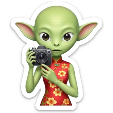 cheongsam ancient alien with camera sticker