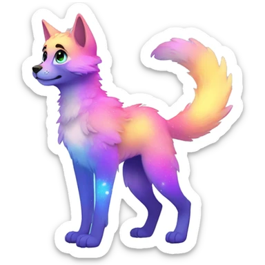 Colorful gradient-Sparkle-nebula-fursona anthropomorphic furry full body sticker