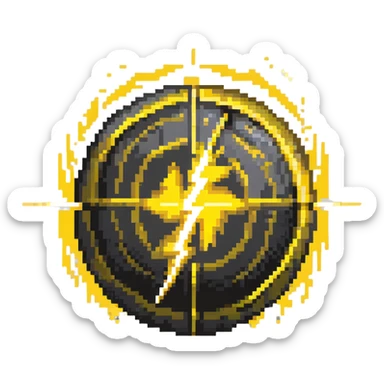 Glowing yellow orb with speed lines, color #eab308 with lighter glow, motion lines, lightning bolt symbol, dynamic energetic appearance, 32x32 pixels sticker