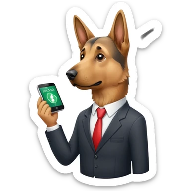 A German shepherd trading stock market sticker