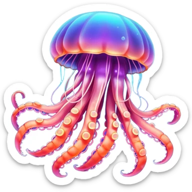 Neon glowing jellyfish-crab-squi sticker
