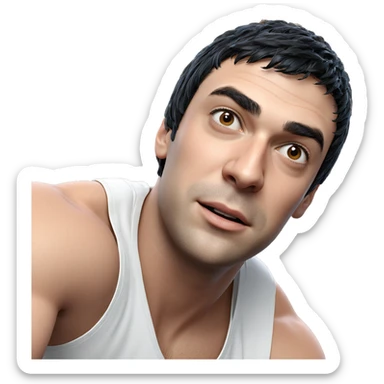 realistic black haired male model sticker
