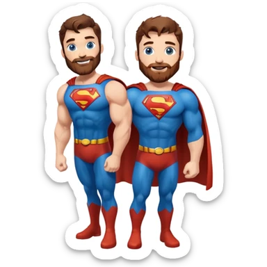 Full body Adult size Superman Blue Eyes Scruffy Redish Brownish Beard Muscle happy sticker