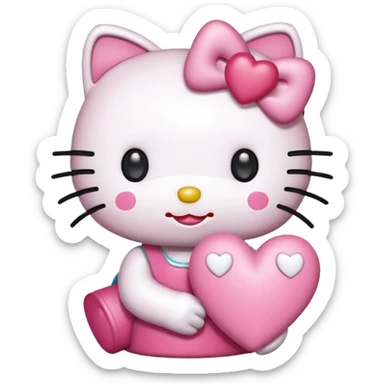 hello kitty with hearts  sticker