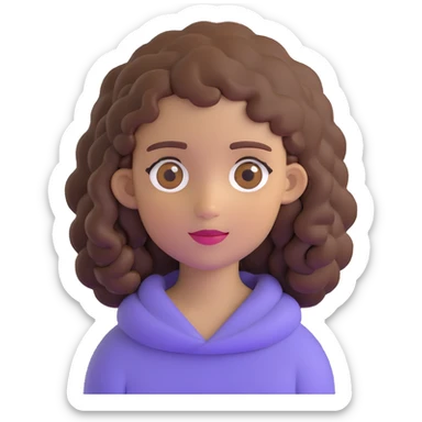 white girl with brown curly hair and brown eyes sticker