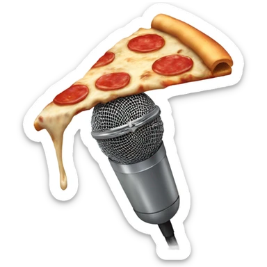 Pizza slice holding a microphone sticker