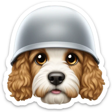 Cockapoo wearing a helmet  sticker