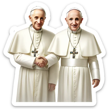 Two popes standing next to each other holding hands sticker