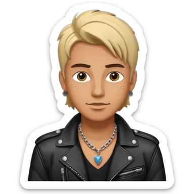 a rockstar wearing necklace, leather jacket sticker