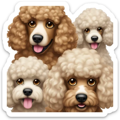 group of five giant poodle dogs sticker
