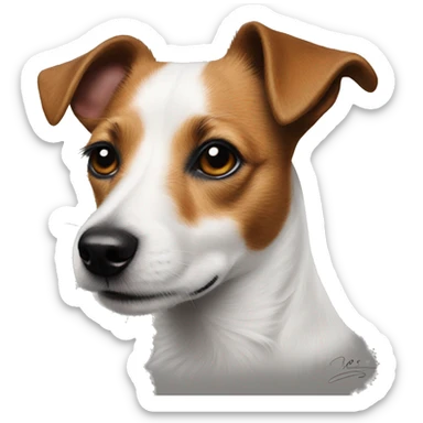 realistic jack russell portrait with signature sticker