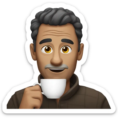 extremely ugly man drinking tea sticker