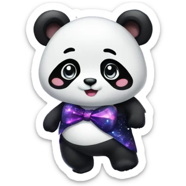 Panda with a galaxy bow and galaxy skirt sticker