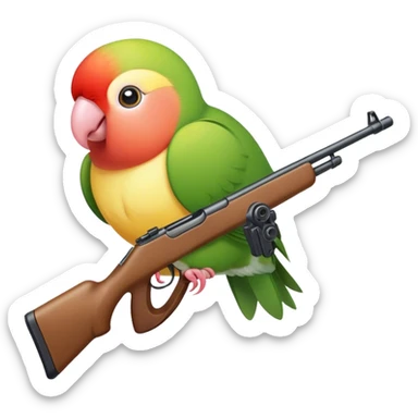 Lovebird shooting a rifle  sticker
