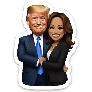 donald trump and kamala harris getting engaged sticker