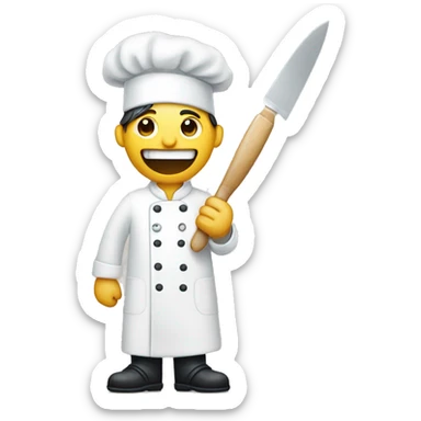 Chef  hold knife and dentist tool  sticker